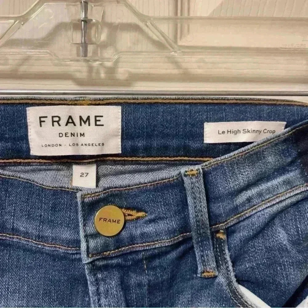 FRAME Le High Skinny Crop In Kenya Tuxedo Stripe Sz 27 - Picture 2 of 8